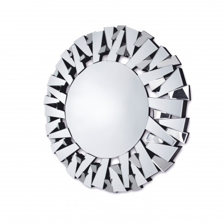 Okrągłe lustro dekoracyjne w ramie lustrzanej - Ness